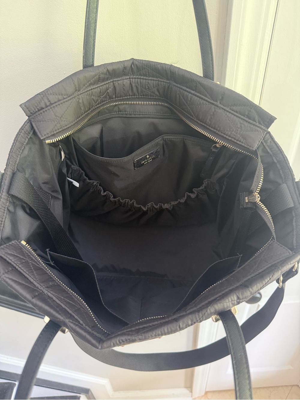 kate spade Black Quilted Diaper Tote Bag with changing pad - Picture 8 of 12